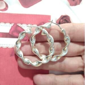 RL 925 Sterling Silver Round Hoop Huggie Earrings Signed Twisted Statement Lot